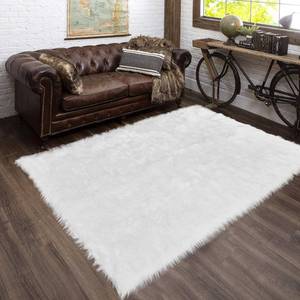 lot 471561 image: Latepis White Fur Rug 5x6.7, Faux Fur Sheepskin Rug for Living Room, Fluffy Washable Rug for Bedroom, Playroom, Luxury Room Decor, White Fur Rug, Rectangle 5 x 67 ft Rectangle White