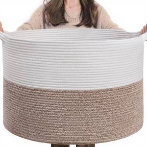 lot 471562 image: INDRESSME XXXLarge Woven Rope Blanket Basket Living Room Brown, 90L  21.7 x 13.8 Storage baskets for toys laundry & pillows. Fits living room, bedroom or nursery d cor. Soft-touch with handles