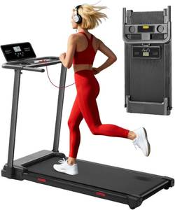 lot 187313 image: Retails for $551 Treadmill with Handles, Folding Foldable Electric Treadmills for Home Small, 3.0HP Walking Pad Treadmills with Handle Bar, 3 in 1 Under Desk Treadmill with Remote Control, LED Display, 320LBS Capacity