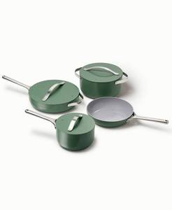 lot 121585 image: Retails for $395 Caraway Non-Stick Ceramic 7 Piece Cookware Set - Green