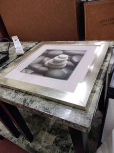 lot 63114 image: Black and White Stacked Stones Wall Print