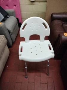 lot 63136 image: Adjustable White Plastic Shower chair