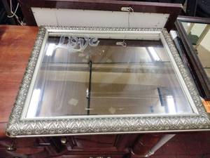 lot 63178 image: Silver Wall Mirror with Love Decal
