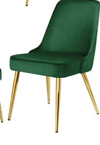 lot 63192 image: KithKasa Upholstered Velvet Dining Chairs, Mid-Century Modern Comfy Side Chair with Gold Legs for Kitchen Living Room (Green Velvet)