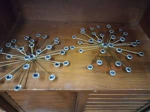 lot 63215 image: Things2Die4 Jeweled Metal Bursting Star Wall Sculptures - 4 Ct