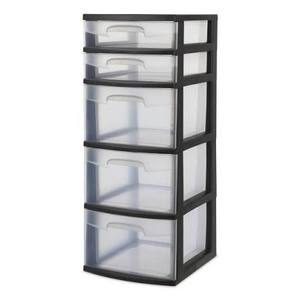 lot 63092 image: Sterilite 5-drawer plastic storage tower