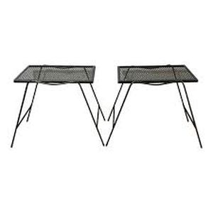 lot 63116 image: 2 Woodard Meadowcraft Attributed Mid Century Modern Wrought Iron Nantucket Outdoor End Tables