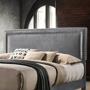 Best Quality Furniture Full/Queen Velvet Upholstered Nailhead Trim Bed Frame