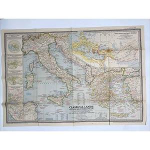 lot 63181 image: 1944 National Geographic map titled Classical Lands of the Mediterranean