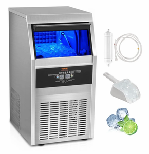 lot 16903 image: VEVOR Commercial Ice Maker, 80lbs24H, Ice Maker Machine, 40 Ice Cubes in 12-15 Minutes, Freestanding Cabinet Ice Maker with 24lbs Storage Capacity LED Digital Display, for Bar Home Office Restaurant - Retail $307