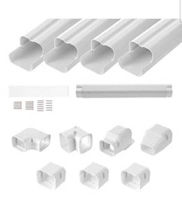 lot 17911 image: VEVOR Mini Split Line Set Cover 3-inch W 15.8Ft L, PVC Decorative Pipe Line Cover For Air Conditioner with 4 Straight Ducts & Full Components Easy to Install, Paintable for Heat Pumps, White - Retail $41