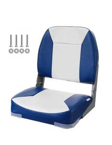 lot 17933 image: VEVOR Boat Seat, 18.9 Low Back Boat Seat, Folding Boat Chair with Thickened Sponge Padding and Hinge, Fold-Down Boat Captain Chair for Fishing Boat, Sightseeing Boat, Speedboat, Canoe, 1-Piece - Retail $0