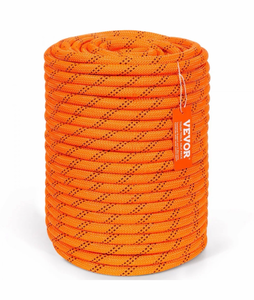 lot 17949 image: VEVOR Dual-Weave Polyester Cord, 12 inch x 220 feet, 48-Strand, 8000 LBS Tensile Strength, Multi-Use Outdoor Rope for Camping, Swinging, Rappelling, and Rescue, OrangeBlack - Retail $50