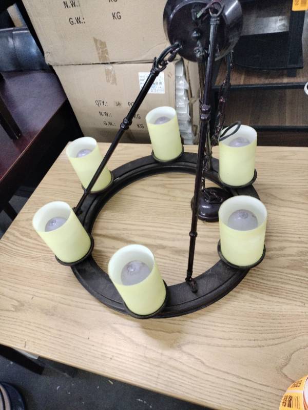 lot 63056 image: 6 Light Hanging Ceiling light Fixture