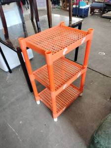 lot 60887 image: 3 Tier Orange Plastic Storage Rack