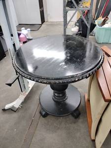 lot 60932 image: vintage black-painted pedestal table