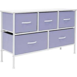 lot 60892 image: Sorbus 5-Drawer Storage Dresser - WhitePurple