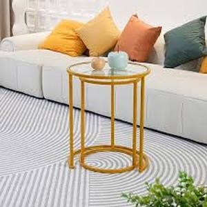 lot 60940 image: Nesting Coffee Tables with Metal Base, Living Room End Tables