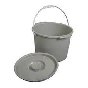 lot 60945 image: plastic commode bucket with a secure lid and metal handle