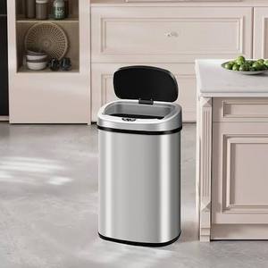 lot 60974 image: 13-gallon stainless steel automatic trash can