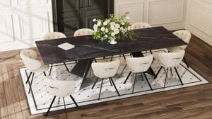 lot 17847 image: 63 Inch Dining Table, Extends To 94 Inch - Retail $2,618
