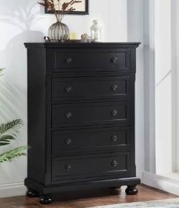 lot 17877 image: Tudor 36 Inch W 5 - Drawer Dresser, Black  - Retail $1,108