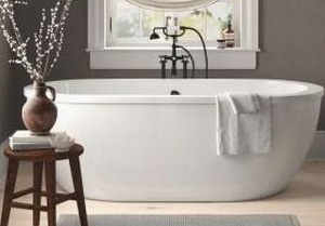 lot 17878 image: 70 x 34 Freestanding Soaking Bathtub - Retail $1647