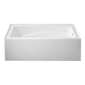 lot 17880 image: Aqua Eden VTAM6032R22D 60-Inch Anti-Skid Acrylic 3-Wall Alcove Tub with Right Hand Drain Hole  White - Retail $1,167