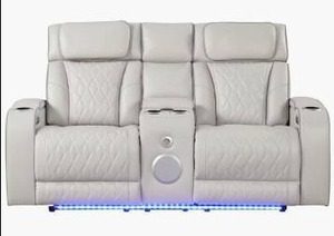 lot 17882 image: Galaxy Home Furnishings Inc Fortuner Sofa Gray Nostrand Reclining Love Seat - Retail $1,747
