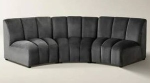 lot 17887 image: Infinity Black 3 Piece Curved Sofa- Retail $2799