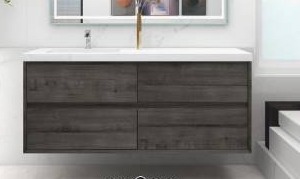 lot 17906 image: Antheny 59 Single Bathroom Vanity, Smoked Oak - Retail $1,399