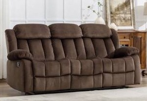 lot 17852 image: Oxier 84 Inch W Manual Reclining Microsuede Sofa- Retail $649