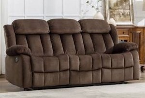 Oxier 84 Inch W Manual Reclining Microsuede Sofa- Retail: $649