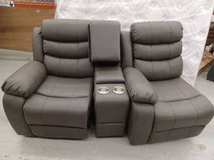 lot 17889 image: Manual Recling Love Seat With 2 Right Arms, (Incomplete)