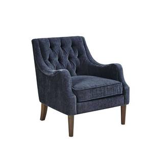 lot 18891 image: Cassie Button Tufted Accent Chair Navy - Madison Park Vintage-Inspired, Solid Wood Legs, (Incomplete)