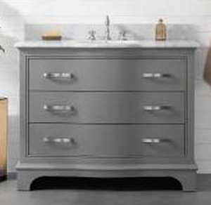 Monroe 42 Inch Single Sink Freestanding Bathroom Vanity, Gray- Retail: $1371