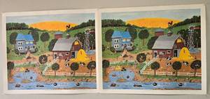 lot 683 image: (2) Signed, numbered art prints by local Wichita, Kansas artist Mary Moore McKown. The painting is titled Summer Farm Pastimes. This is a wonderful piece of American history