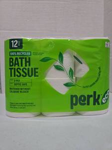 lot 706 image: Perk Eco 100% Recycled Bath Tissue 12 Rolls 2-Ply