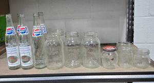 lot 722 image: Glass Bottle and Jar Collection Pepsi Commemorative Mason Jars