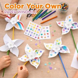 lot 723 image: DIY Jumbo Paper Pinwheels with Plastic Handles, complete set of 24 and 1 partial set.