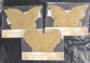 lot 740 image: 12pcs Butterfly Stickers Gold Decorative Die-Cut.  3 packs of 12 Stickers