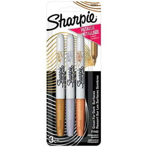 lot 760 image: Sharpie Metallic Permanent Markers  Fine Point  Assorted Metallic  3 Count