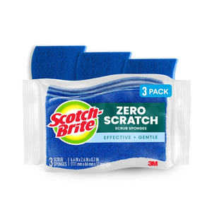 lot 763 image: Scotch-Brite Zero-Scratch Scrub Sponges - 3ct Reusable, Cellulose Material, Multi-Surface Use