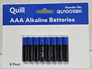 lot 764 image: Quill AAA Alkaline Batteries 8 Pack QU1005BK