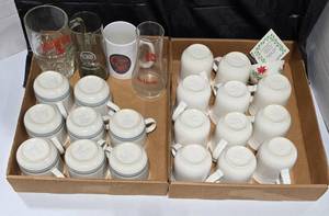 lot 769 image: Assorted Drinkware Lot Mugs Glasses Budweiser Cincinnati Bengals The Uncola, Friendship Tea Mug