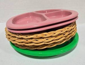 lot 770 image: Food TraysPlates and Woven Plate Holders