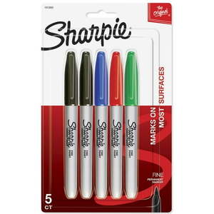 lot 797 image: Sharpie Permanent Markers  Fine Point  Assorted Colors  5 Count