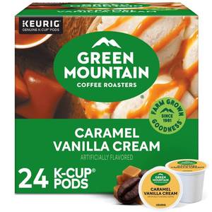 lot 802 image: Green Mountain Caramel Vanilla Cream Flavored Keurig K-Cup Light Roast Coffee Pods - 24ct
