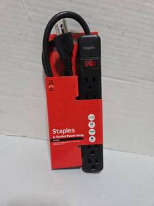 lot 814 image: Staples 6-Outlet Power Strip 3 ft Cord 15 Amp 1875W