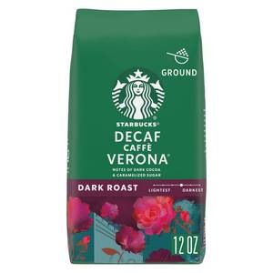 lot 855 image: Starbucks Dark Roast Decaf Ground Coffee �� Caff� Verona �� 100% Arabica �� 1 bag (12 oz.)